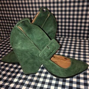 Jeffrey Campbell Green Suede Ankle Belt Pumps